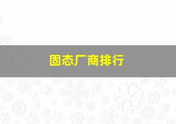 固态厂商排行