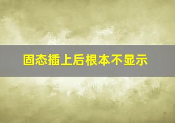 固态插上后根本不显示