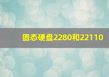 固态硬盘2280和22110