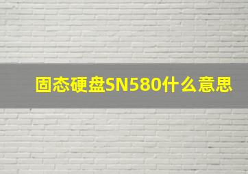 固态硬盘SN580什么意思