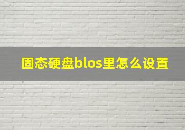 固态硬盘blos里怎么设置