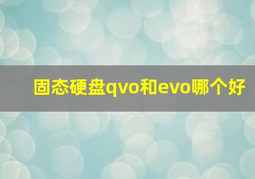 固态硬盘qvo和evo哪个好