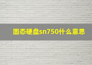 固态硬盘sn750什么意思