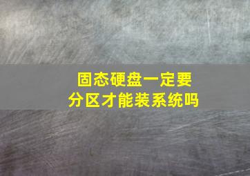 固态硬盘一定要分区才能装系统吗