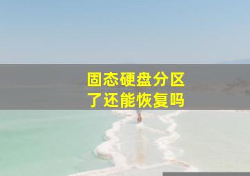 固态硬盘分区了还能恢复吗