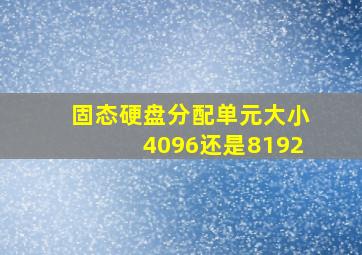 固态硬盘分配单元大小4096还是8192