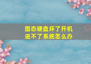 固态硬盘坏了开机进不了系统怎么办