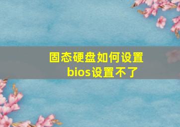 固态硬盘如何设置bios设置不了