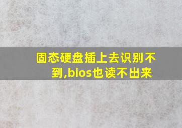 固态硬盘插上去识别不到,bios也读不出来