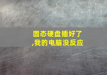 固态硬盘插好了,我的电脑没反应