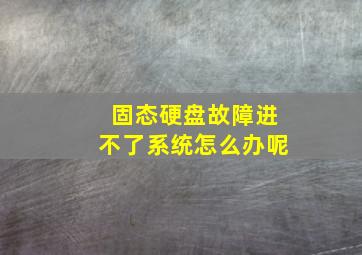 固态硬盘故障进不了系统怎么办呢