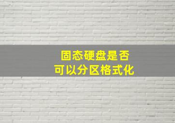 固态硬盘是否可以分区格式化