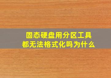 固态硬盘用分区工具都无法格式化吗为什么