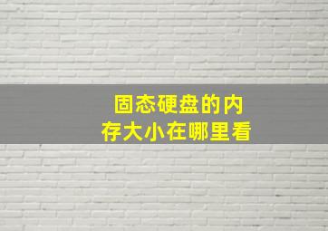 固态硬盘的内存大小在哪里看