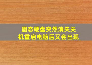 固态硬盘突然消失关机重启电脑后又会出现