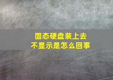 固态硬盘装上去不显示是怎么回事