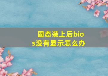 固态装上后bios没有显示怎么办