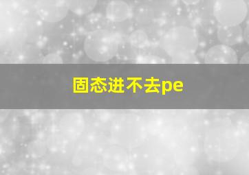 固态进不去pe