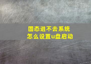 固态进不去系统怎么设置u盘启动