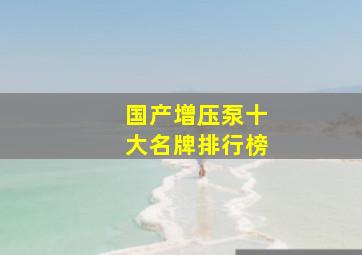 国产增压泵十大名牌排行榜