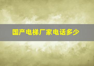 国产电梯厂家电话多少