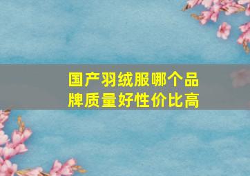 国产羽绒服哪个品牌质量好性价比高