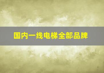 国内一线电梯全部品牌