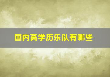 国内高学历乐队有哪些