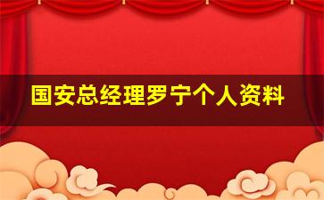 国安总经理罗宁个人资料