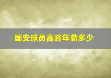 国安球员高峰年薪多少