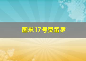 国米17号莫雷罗