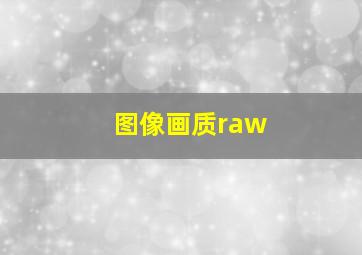 图像画质raw