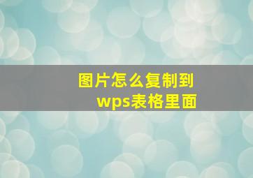 图片怎么复制到wps表格里面