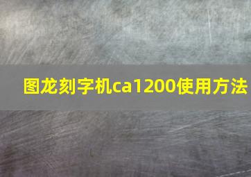 图龙刻字机ca1200使用方法