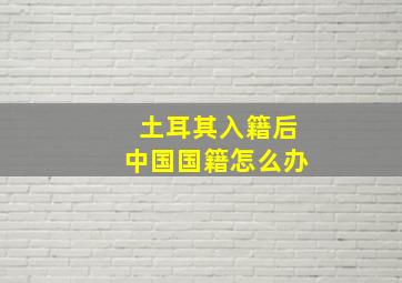 土耳其入籍后中国国籍怎么办