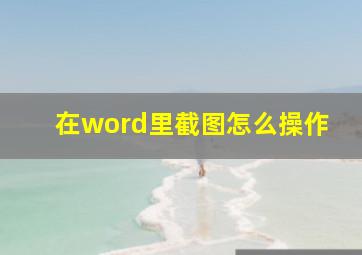 在word里截图怎么操作