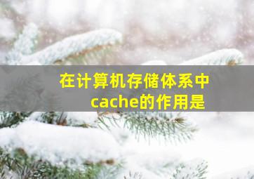 在计算机存储体系中cache的作用是