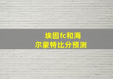 埃因fc和海尔蒙特比分预测