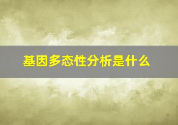 基因多态性分析是什么