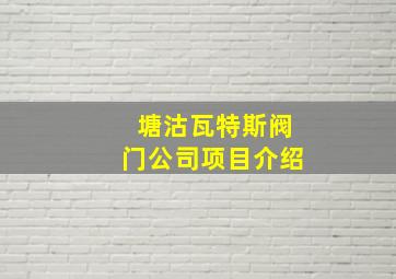 塘沽瓦特斯阀门公司项目介绍