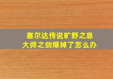 塞尔达传说旷野之息大师之剑爆掉了怎么办