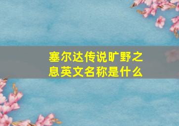 塞尔达传说旷野之息英文名称是什么