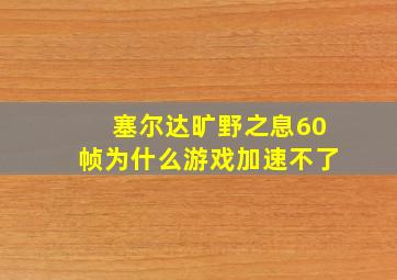 塞尔达旷野之息60帧为什么游戏加速不了