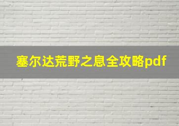 塞尔达荒野之息全攻略pdf