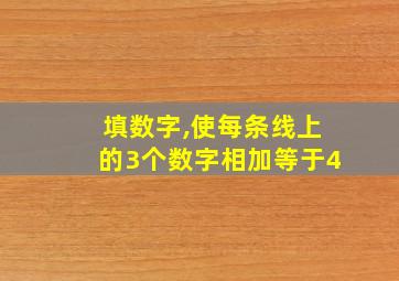 填数字,使每条线上的3个数字相加等于4