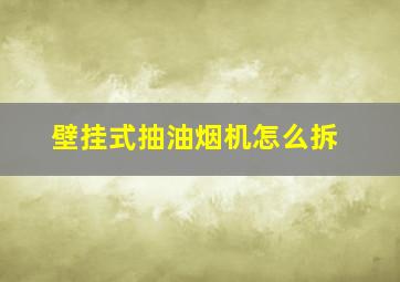 壁挂式抽油烟机怎么拆