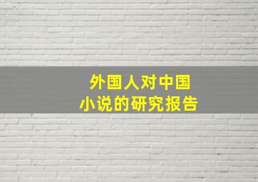 外国人对中国小说的研究报告