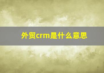 外贸crm是什么意思