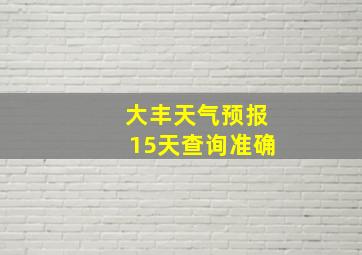 大丰天气预报15天查询准确