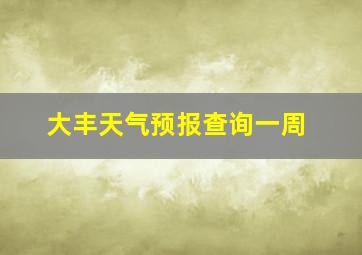 大丰天气预报查询一周